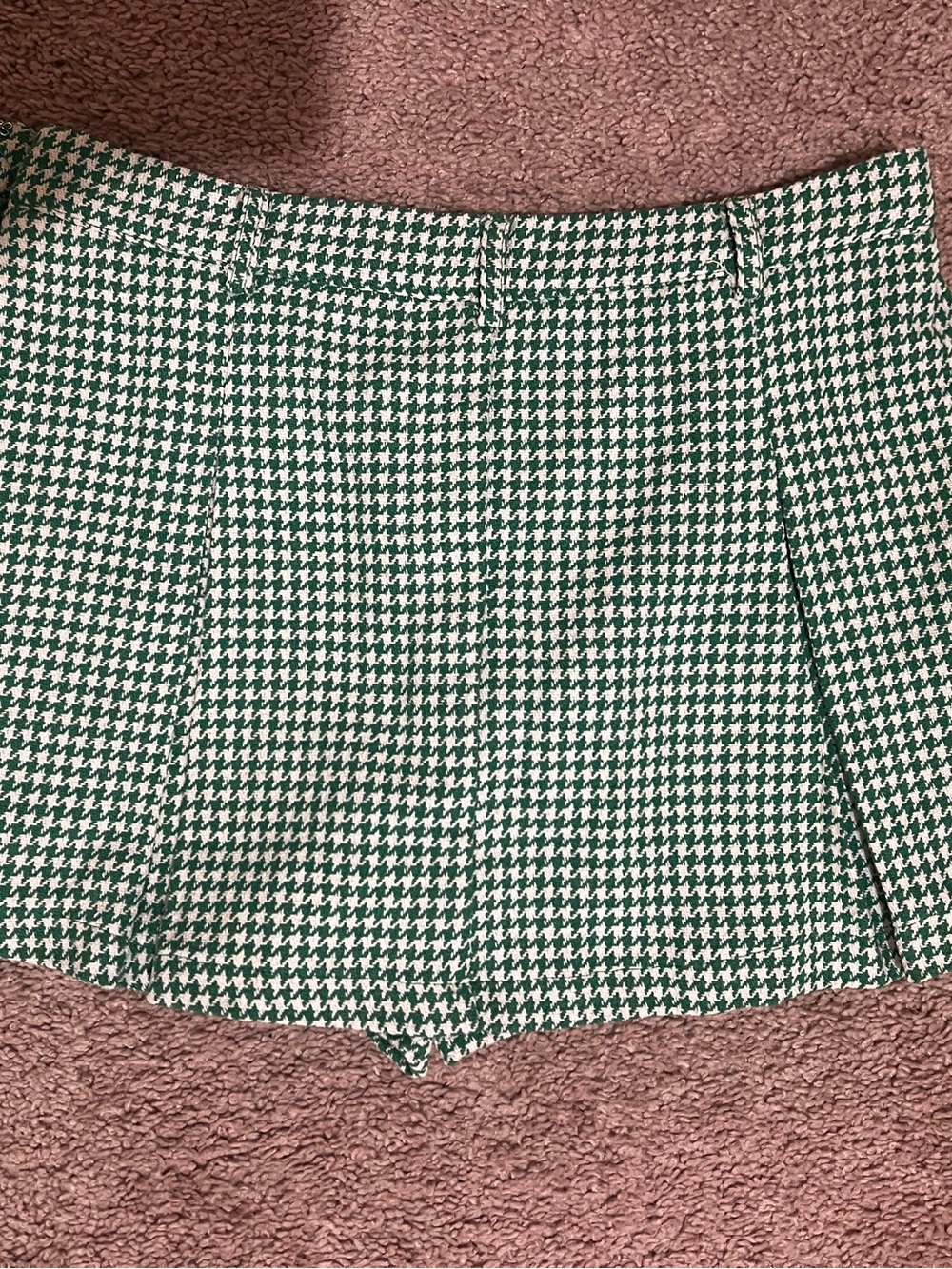HYFVE Green and White Houndstooth Skort